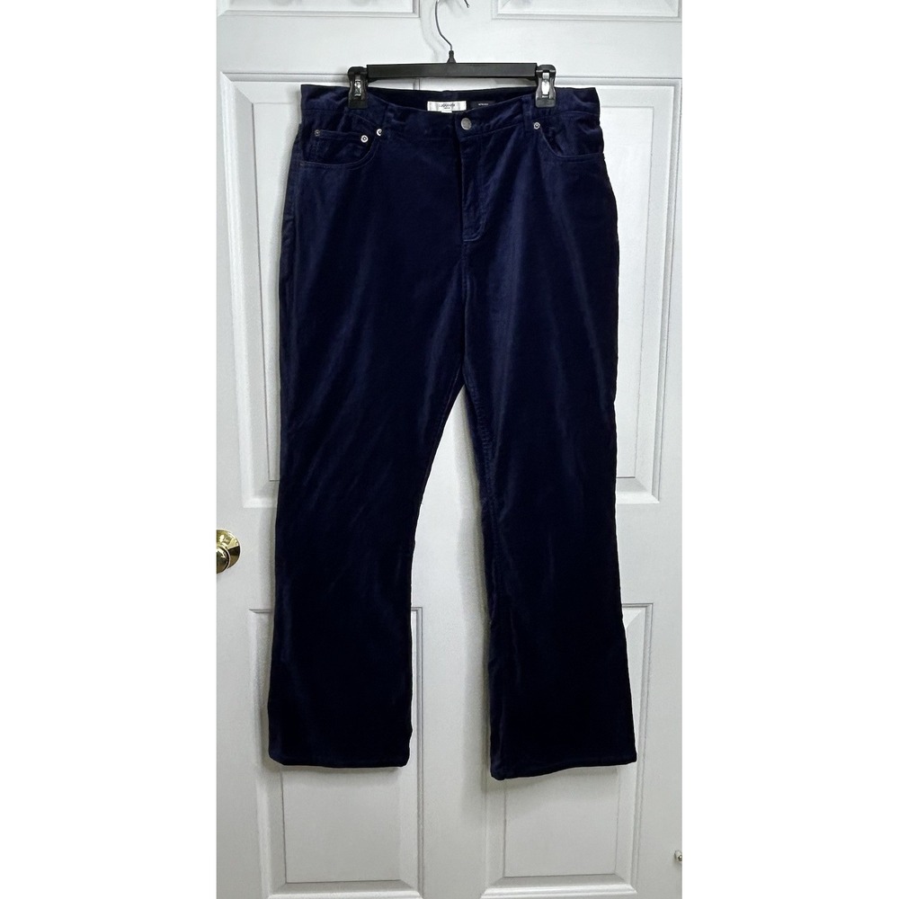 Liz Claiborne Corduroy Bootcut Pants Womens 16 Hepburn Dark Blue READ Smooth